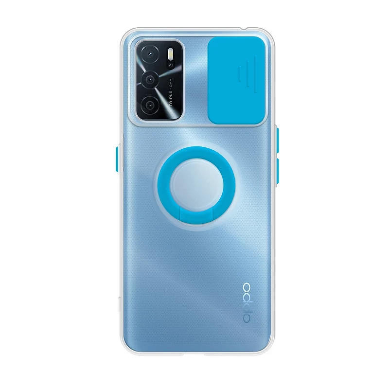 Funda Oppo A16 Transparente con Anilla y Cubre Cámara