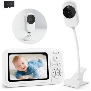 Monitor de bebé NUOTUN con cámara y soporte y clip de cuna