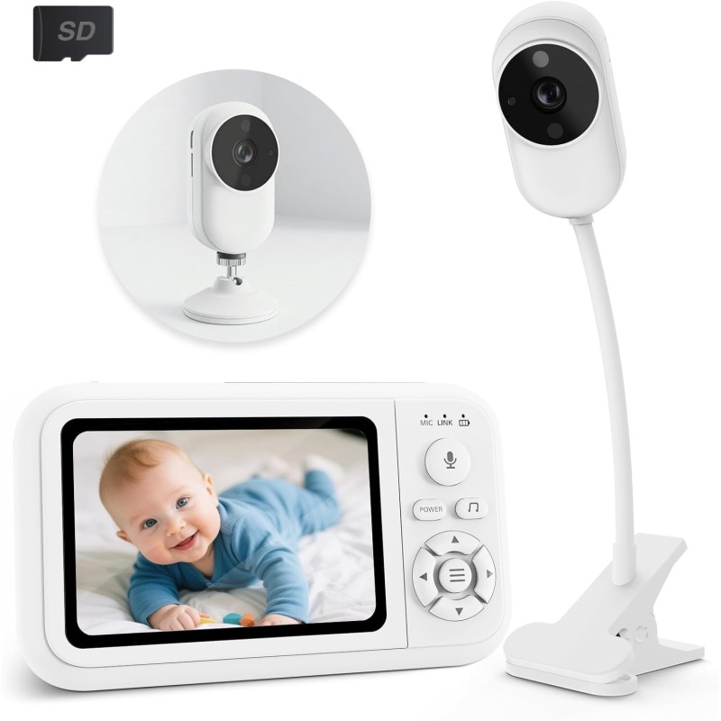 Monitor de bebé NUOTUN con cámara y soporte y clip de cuna