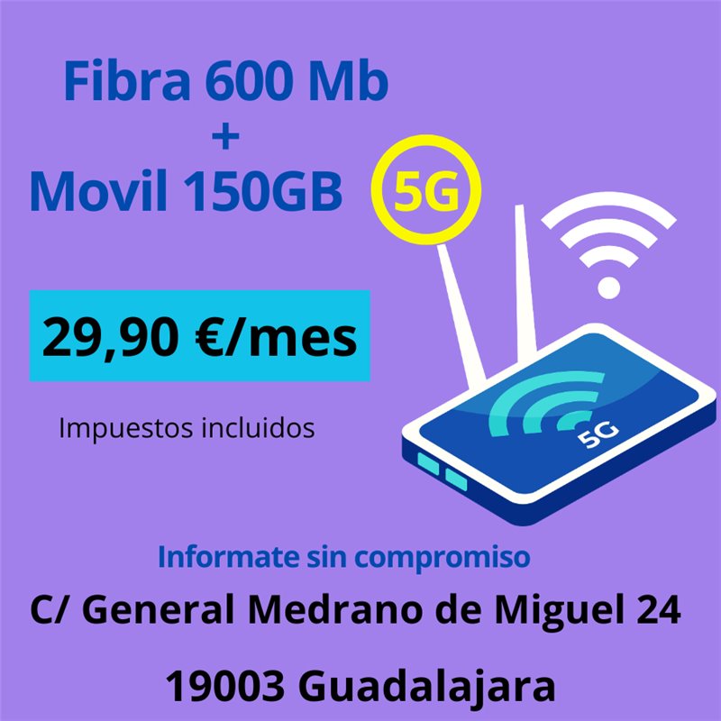 FINETWORK FIBRA 600 Mb + MOVIL 150 GB