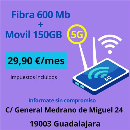 FINETWORK FIBRA 600 Mb + MOVIL 150 GB