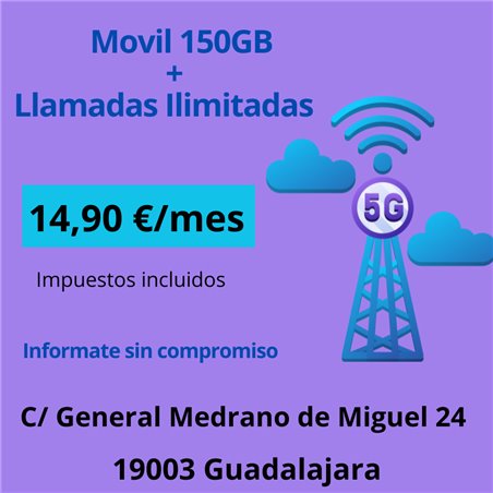 FINETWORK LINEA MOVIL 150GB + LLAMADAS ILIMITADAS
