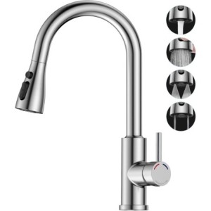 Grifo Cocina Fregadero Extraible Resorte con 4 Patrones de Rociado