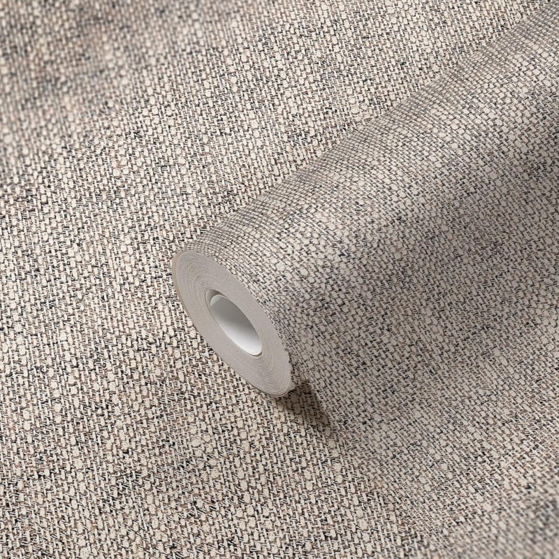 Papel pintado de tela no tejida con aspecto de lino grueso, 10,05 m x 0,53 m