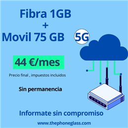 FIBRA 1GB + MOVIL 75 GB