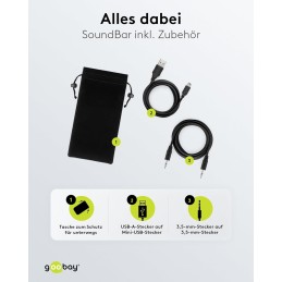Altavoces, PC/portátil, USB, barra de sonido .  6 W . Goobay 95041