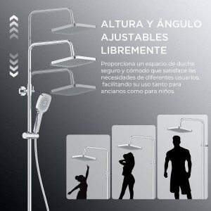 FORIOUS Set Grifo de Ducha Termostático, Set Columna de Ducha de Acero Inoxidable