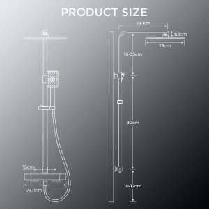 FORIOUS Set Grifo de Ducha Termostático, Set Columna de Ducha de Acero Inoxidable