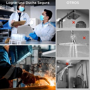 FORIOUS Set Grifo de Ducha Termostático, Set Columna de Ducha de Acero Inoxidable
