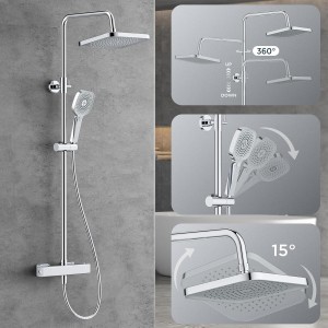 FORIOUS Set Grifo de Ducha Termostático, Set Columna de Ducha de Acero Inoxidable