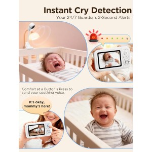 Monitor de bebé NUOTUN con cámara y soporte y clip de cuna