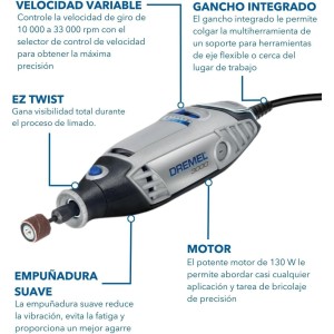 Dremel 3000 Herramienta rotativa 130 W, kit multiherramienta