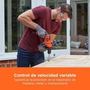 BLACK+DECKER Taladro percutor eléctrico 500W, potente 0-32.300 BPM