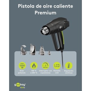 goobay Pistola de aire caliente 1500 W con pantalla LCD